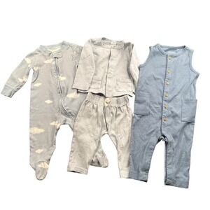 Carters‎ Baby Boys 6m Blue Cloud Pajama Footie Cardigan Pants Romper Outfit 291